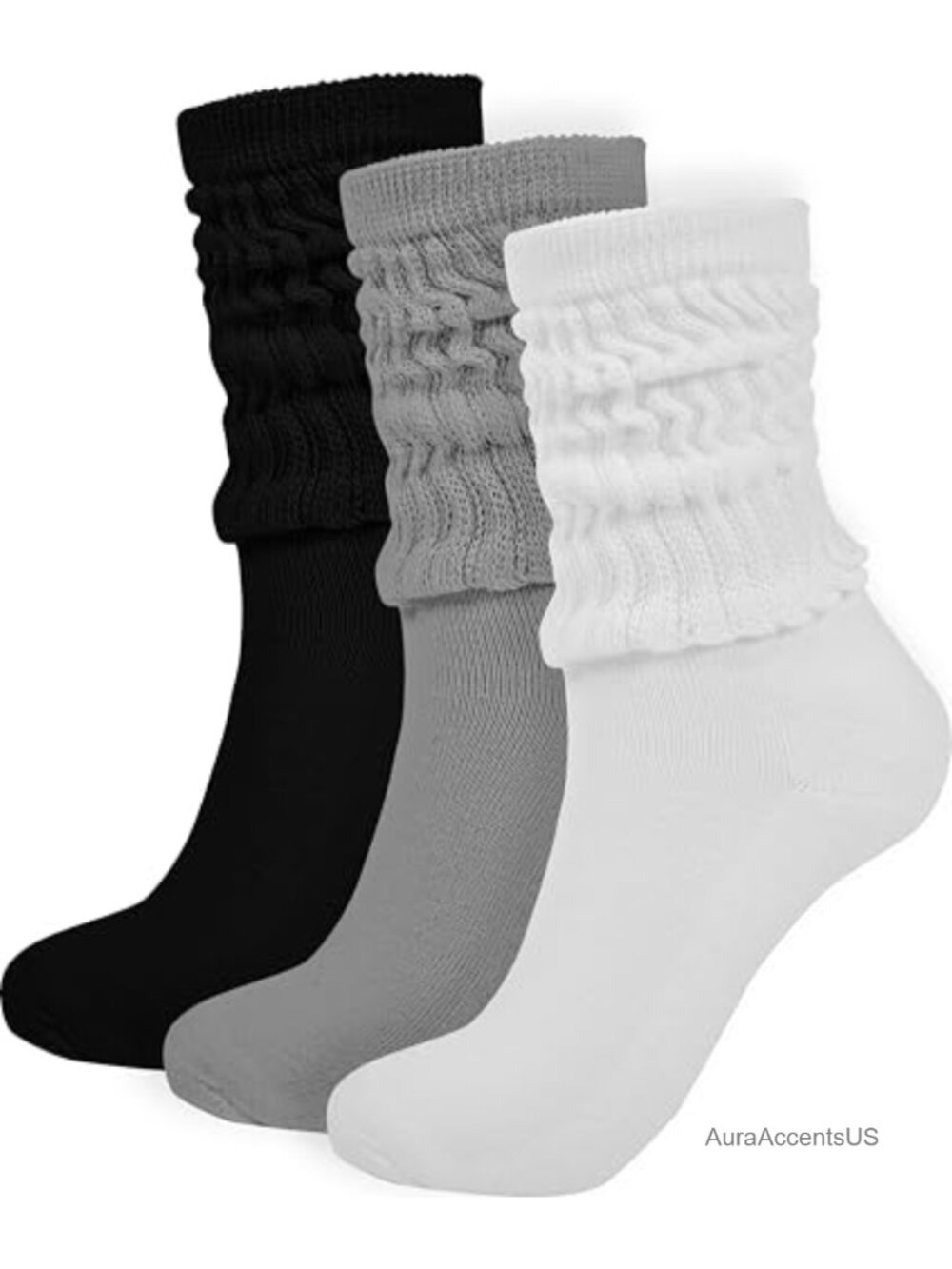 Women Slouch Socks Retro Scrunch Crew Short Stretchy Polyester Spandex